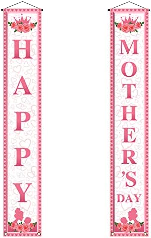 Vohado feliz dia das mães Banner Dia das mães Bem -vindo, sinal de alpendre rosa parede de parede pendurada banner