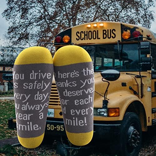 Presentes de apreciação do motorista de ônibus escolar 2 pares de ônibus escolar Driver meias agradecer presentes