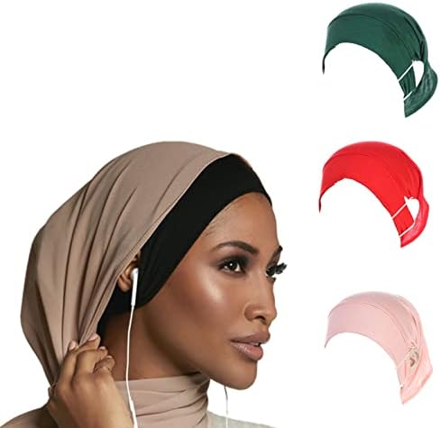 3 peças esticam uma paixão macia sob lenço com orifício de orifício de orelha muçulmana interior