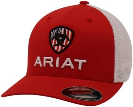 Ariat Red FlexFit USA Shield Logipo Cap