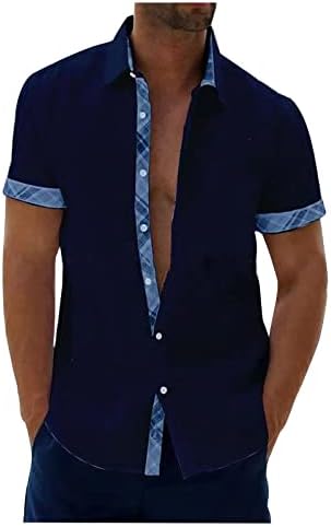 Camisa casual de botão casual de manga curta Camisa cubana de cambraia de verão camisas havaianas