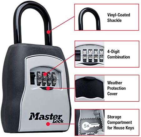 MASTER Lock 5400EC Caixa de bloqueio, capacidade de 5 chave, preto e 5401D Defina sua própria caixa de trava de