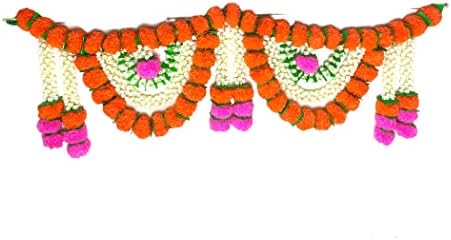 Lovenspire Marigold Jasmine Toran, Diwali Decoration, Navrathri Decor, Bhandarwal, Valence da porta, Dia