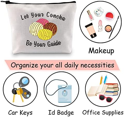 JXGZSO Funny Bread Gifts Conchas Food Cosmetic Bag Deixe seus conchas serem o seu guia de maquiagem de viagem