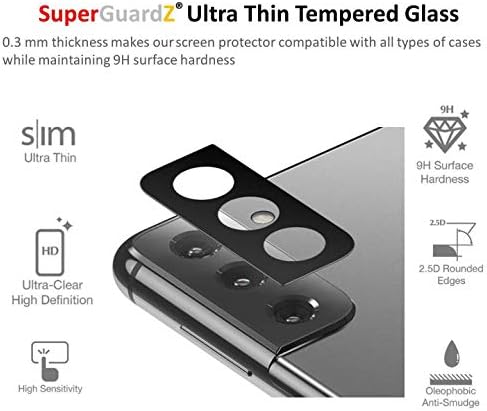 [2-PACK] Para lentes da câmera traseira do Samsung Galaxy S21+ 5G / S21+ Plus 5G Protetor de tela Vidro temperado, Superguardz, 9h, 0,3 mm, anti-arranha