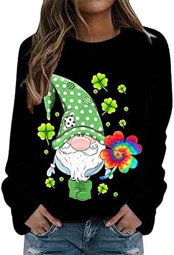 T-shirt do dia de Saint Patricks para mulheres Floral Soft O pescoço de férias de férias soltas Lucky Tees