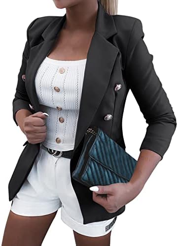 Mulheres casuais leves jaqueta fina fina de manga comprida botão para baixo, com bolsos de bolso no peito Botões