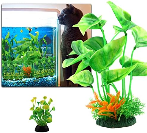 Pietypet Fish Tank Acessórios Decorações de aquário Plantas verdes, 20pcs Decorações de tanques de peixes verdes