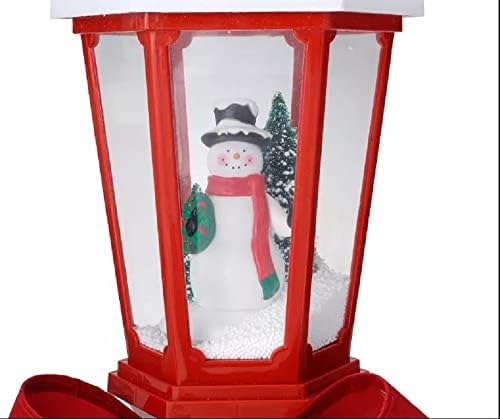 Posto de lâmpada de queda de neve do pólo norte, luzes LED, música e neve animada, decoração de Natal