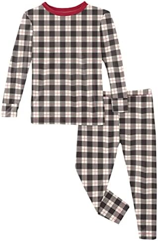 Calças Kickee Pijama imprimido com camiseta de manga longa, bebê para criança, pijamas super macias