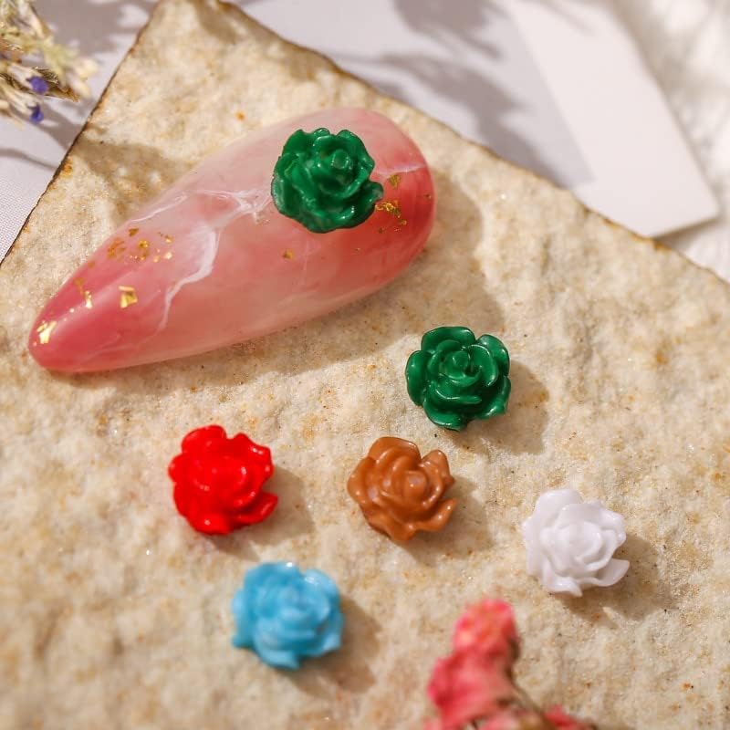 50pcs/pacote de verão rosa cor sólida cor 3d mini camélio camellia lisa e colorida unhas decoração de manicure acessórios