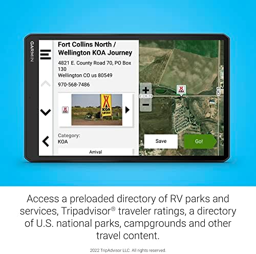 Garmin RV 1095, Navigador de RV GPS de 10 ”de 10”, roteamento de trailers de RV personalizado,