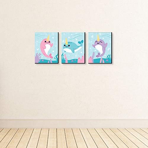 Big Dot of Happiness Narwhal Girl - Under the Sea Bursery Wall Art and Kids Room Decorações - Ideias para