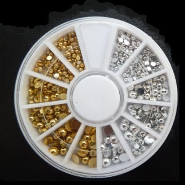 1 roda 3d unhas cravos de unhas de ouro/prata mixada pérolas gemas de unhas de unhas strass rinear