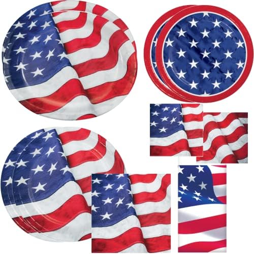 American Flag Memorial Day Pacotes de Dinina -Aprensação Patriótica | EUA Red White e Blue Stars Stripes 4 de julho