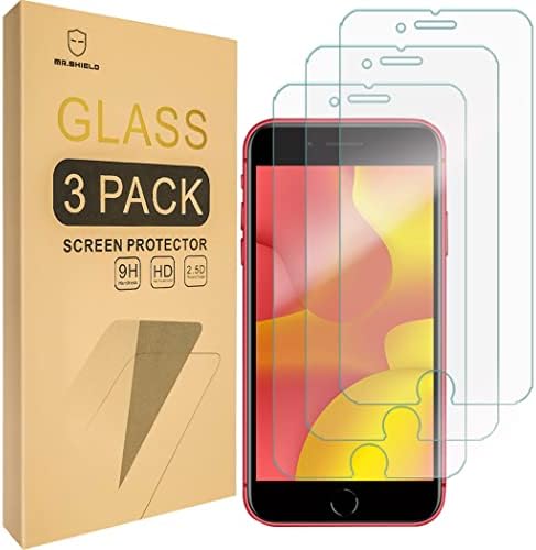 Mr.Shield [3-Pack] projetado para Apple iPhone SE 3/2 [vidro temperado] Protetor de tela com substituição ao