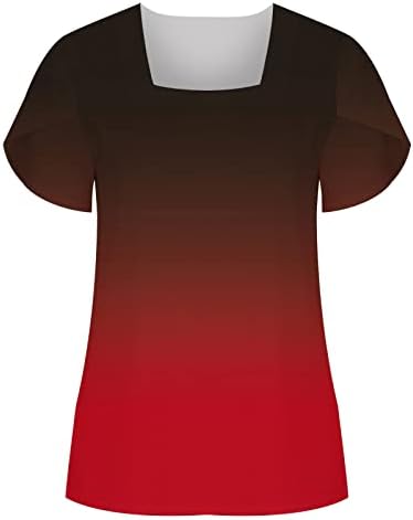 Blusa de verão feminina 2023 Tops casuais de colarinho stand-up impressão de petal de manga curta camisetas tops