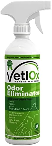 Vetiox Pet Odor Eliminator, Deodorizador de cão e gato veterinário de força, 16 onças de spray