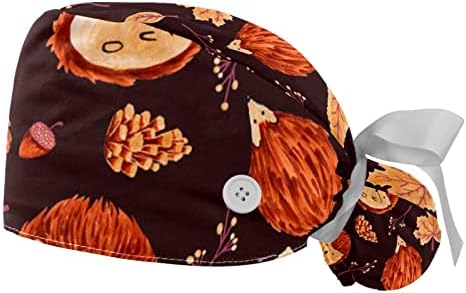 Niaocpwy folhas de outono Capinho de trabalho com botões Cha cabelo comprido Ribbon Trecy Back Hat