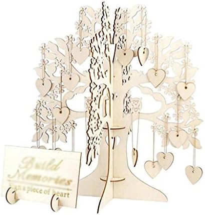 XJJZS 100pcs corações de casamento personalizado livro de convidados Tree Wooden Hearts Pingente Box