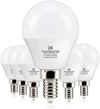 lâmpada LED de Hansang E12, luz do dia 5000k, lâmpadas de ventilador de teto equivalentes de 60 watts,