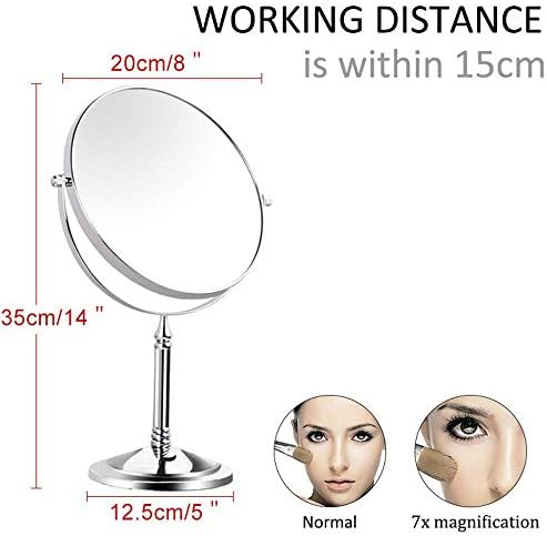 Espelho especial kmmk para maquiagem, espelhos de maquiagem de dupla face de 8 polegadas, ampliação de