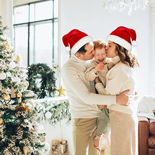 Chapéu de Natal, chapéus de Papai Noel para adultos e crianças, chapéu de natal vermelho unissex veludo
