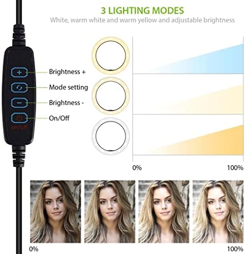 Anel de selfie brilhante Tri-Color Light Compatível com seu ASUS ZC521TL 10 polegadas com remoto para transmissão