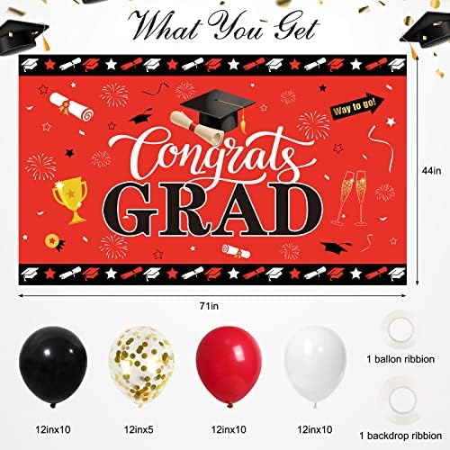 Rubfac 36pcs Decorações de festa de graduação 2023, Parabéns Penográfico de Garland Photo Cenário+Balões,