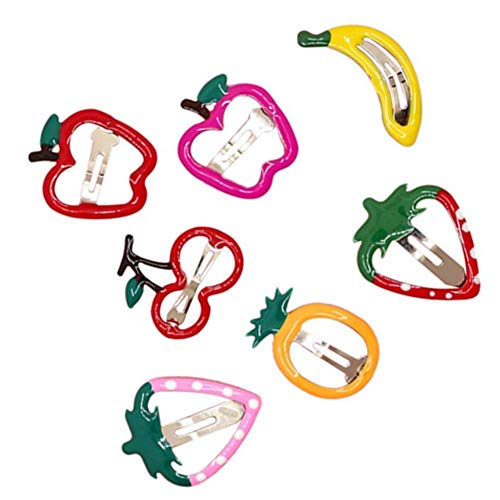 12 PCS Cartoon Fruit Shape Snap Cabelos clipes sem cabelo Snap Snap Barrettes acessórios para mulheres