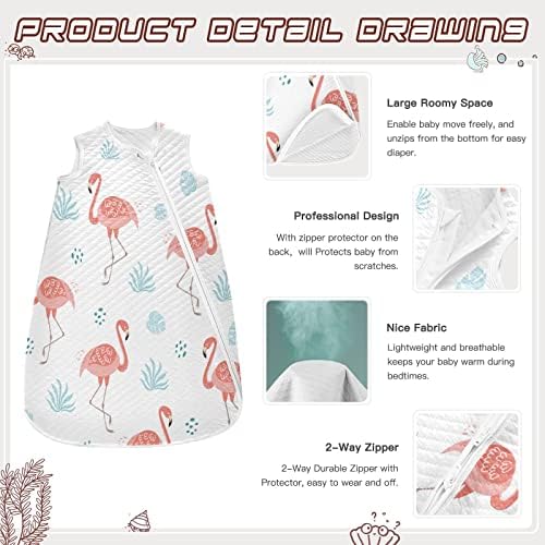 vvfelixl saco de sono para criança, cobertor de bebê vestível de planta azul de flamingo vermelho para infantil,