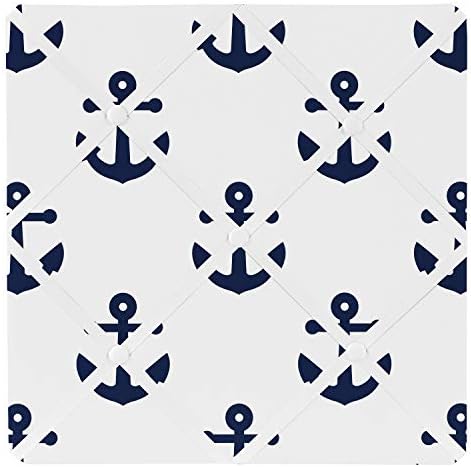 Sweet JoJo Designs Navy Ancoras brancas Memória Memória Memória Photo Boletim Placa - Tema Náutico Azul Oceano