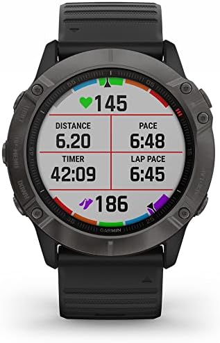 Garmin 010-02157-10 Fenix ​​6x Sapphire Multisport GPS Smartwatch Carbon Grey DLC Pacote com Pacote