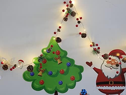 20 luzes de píco de Natal LED, 7 pés Pinecone Red Berry Bell Garland de Natal com luzes Luzes