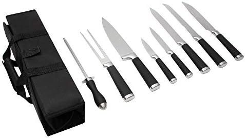 Faca de cozinha de 9 peças definida em estojo de transporte - facas de chef ultra nítidas com alças