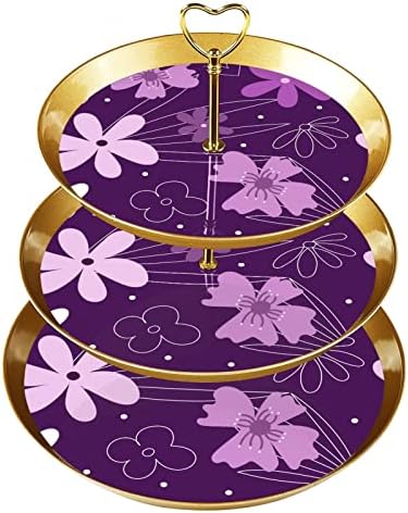 Padrão de flor Placa de frutas de bolo de três camadas para sobremesas para sobremesas Bolos de bolos Frutas de