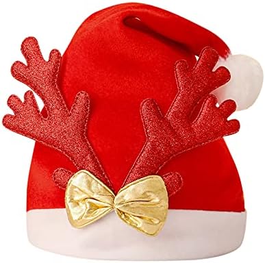 iopqo chapéu de natal, chapéu de santa para adultos unissex, chapéu de férias de xmas de veludo