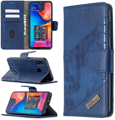 Miagon Samsung Galaxy A10 Caixa telefônica, Casos de carteira de couro de couro de emenda de crocodilo à prova de choque com uma bolsa magnética de chutes de dinheiro fólio TPU Gel Gel Protective Tampa, preto