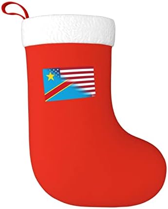 TZT Congo Flaghe e American Flag Christmas meias, presentes de festa de férias de Natal para decorações