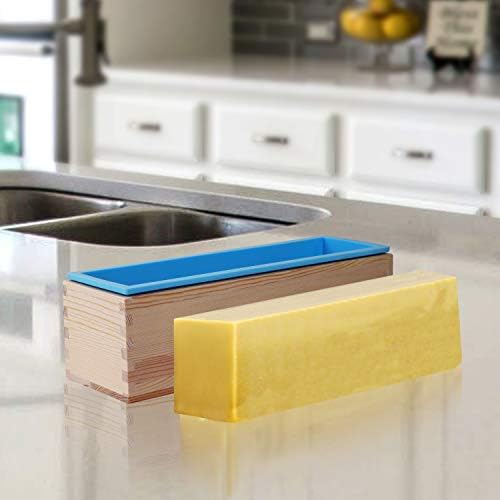Keileoho 2 Pack Silicone Soap Mold, molde de pão de sabão de 42 onças com caixa de madeira e tampa,