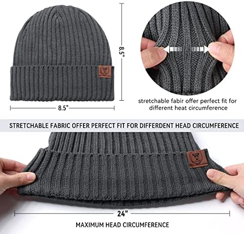 Ozero Knit Beanie Chapéu de inverno, térmico térmico de lã polar de neve para homens e mulheres
