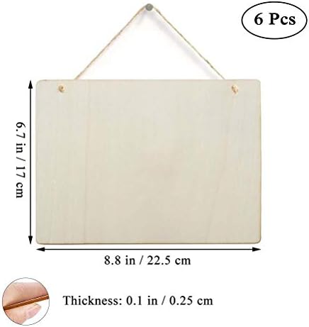 Pacote de 6 embalagem em branco placa de madeira retângulo inacabado sinal de madeira decorativa sinais de artesanato