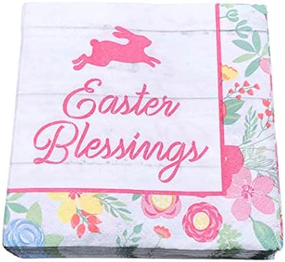 Páscoa | Placa de papel e conjunto de guardanapo | Impressão de coelho de flores | Descartável