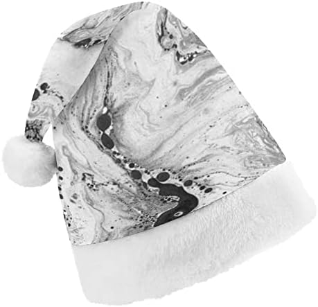 Resumo Black White Marble Christmas Hat de Hat de Papai Noel personalizado Decorações de Natal