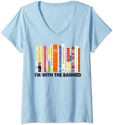 Mulheres, estou com os livros proibidos, proibidos, leitura, bibliotecário, camiseta de decote