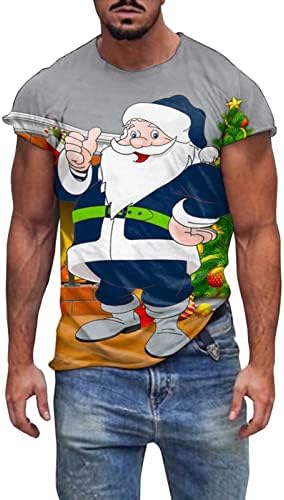 Wocachi Christmas Men's Designer Camisetas de manga curta, rua 3D engraçado Xmas Santa Graphic Tee ROVA FESTO T