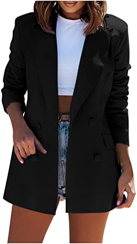 Blazers de negócios casuais femininos Jackets sólidos de lapela de lapela do casaco de lapela de manga comprida