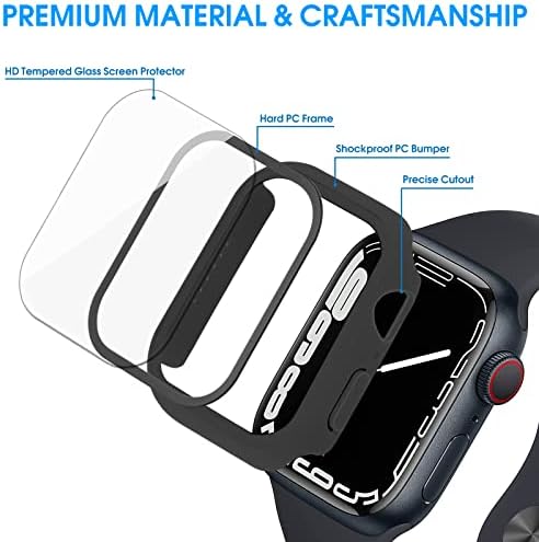 TiorEcime 28 Pack Case para Apple Watch Series 8 e 7 41mm com protetor de tela de vidro temperado,