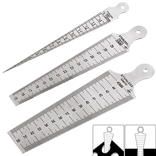 Glarks 3pcs polegada e métrica Conjunto de medidores de 1-15mm, 15-30mm, 30-45mm Brilhas de aço inoxidável