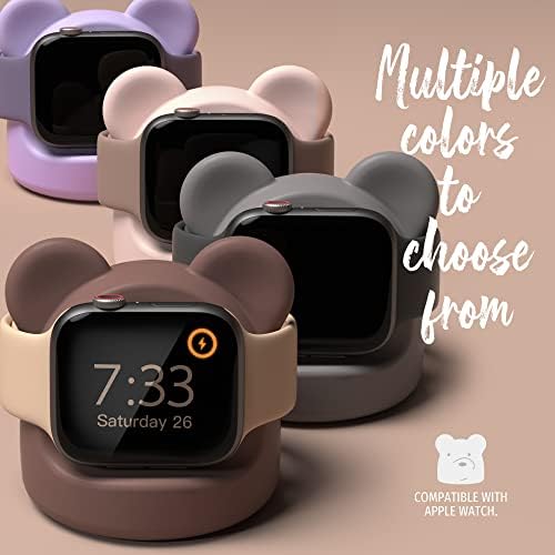 Afooyo Bear Charger Stand Silicone Dock Docker para Apple Watch Series 8/Ultra/SE2/7/6/SE/5/4/3/2/1,